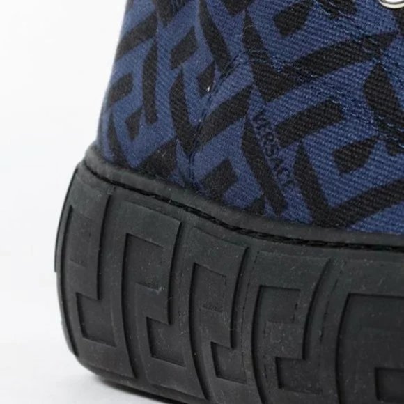 Versace Blue La Greca Canvas High-Top Sneakers - Picture 7 of 12